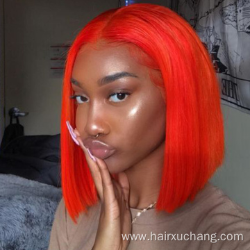 Brazilian Hair Cuticle Aligned Hair Bob Lace Wig , Human Hair Lace Front Wig Orange Wigs For Black Women